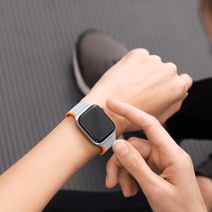 Магнитный ремешок для Apple Watch SE, 9, 8, 7, 6, 5, 4, 3, 2, 1 (41, 40, 38 mm) Dux Ducis (LD Version) - серо-оранжевый