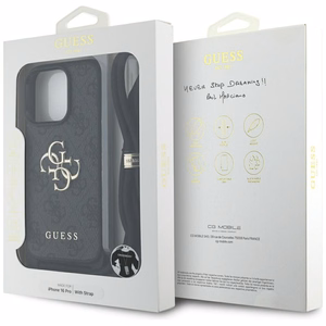 Чехол Guess для iPhone 16 Pro GUHCP16LP4GMGCRK (CBDY PU 4G Big Logo W/Cord Strap) чёрный