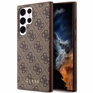 Guess GUHCS23LG4GFBR S23 Ultra S918 brown/brown hard ümbris 4G Metal kuldne Logo