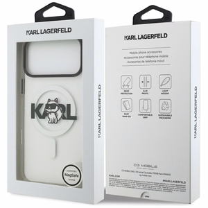 KARL LAGERFELD ümbris jaoks IPHONE 17 Pro compatible with MagSafe KLHMP17LHGCHGKBT (IML Choupette Sketch Logo) läbipaistev
