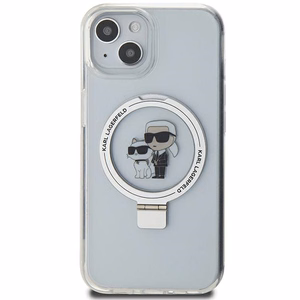 Karl Lagerfeld KLHMP15SHMRSKCH iPhone 15 / 14 / 13 6.1" valge/valge hardcase Ring Stand Karl&Choupette MagSafe