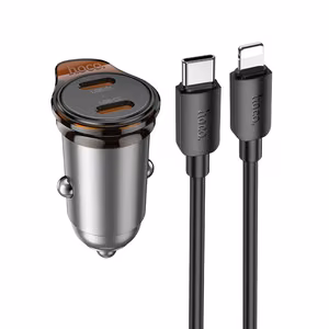 Car Laadija Hoco 2 x USB C QC PD 45W + Kaabel USB C to Lightning NZ16B metal hall