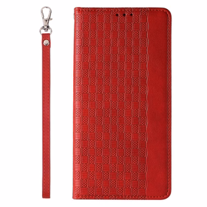 Magnet Strap Ümbris jaoks Samsung Galaxy S23+ Flip Wallet Mini Lanyard Stand punane