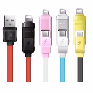 USB Kaabel Remax International RC-27 roosa 2in1 MicroUSB / Lightning 100cm