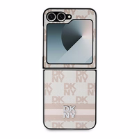 DKNY Checkered Pattern Printed Stripes Ümbris jaoks Samsung Galaxy Z Flip 6 - Roosa