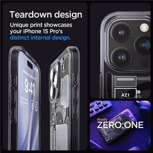 Spigen Ultra Hybrid Mag Ümbris with MagSafe jaoks iPhone 15 Pro - Dark hall (Zero One Pattern)