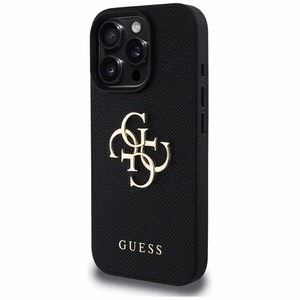Guess Grained Big 4G Logo Small Classic Logo Ümbris jaoks iPhone 16 Pro Max - must