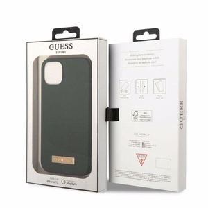 Guess GUHMP13MSBPLA iPhone 13 6.1" roheline/khaki hard ümbris Silicone Logo Plate MagSafe