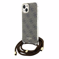 Guess Crossbody Cord 4G Print ümbris jaoks iPhone 15 / 14 / 13 - brown
