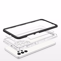 Läbipaistev 3in1 ümbris Samsung Galaxy A32 5G Frame Gel Cover Must