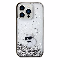 Karl Lagerfeld Liquid Glitter Choupette ümbris jaoks iPhone 14 Pro Max - läbipaistev