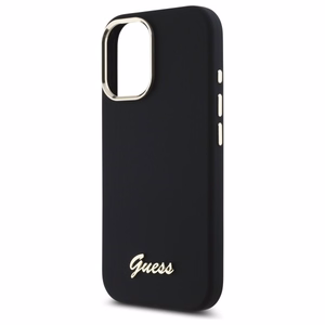 Guess Silicone Script Metal Logo & Frame Ümbris jaoks iPhone 16 Plus - must