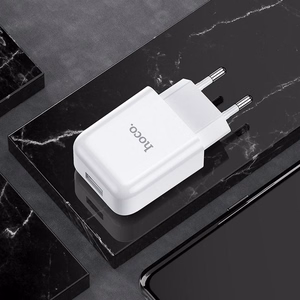 Phone Laadija Hoco USB A 2A 10W + Kaabel USB A to USB C N2 valge