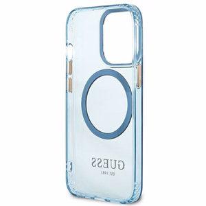 Guess Gold Outline Translucent MagSafe чехол для iPhone 13 Pro / iPhone 13 - синий