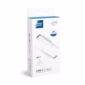 Kaabel USB C to USB C sinine Star 3A 1,2 m valge