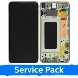 LCD ekraan ühilduv Samsung G970 S10e raamiga / kollane / (Service Pack)