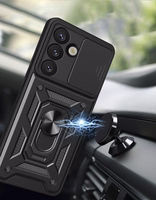 Hybrid Armor Camshield with Camera Cover and Metal Ring jaoks Samsung Galaxy S25 - must