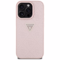 Guess Hot Stamp 4G Pattern Triangle Metal Logo iPhone 16 Pro Ümbris - roosa
