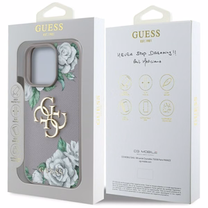 Guess Grained Roses Big 4G Logo iPhone 16 Pro Max Ümbris - Lilla
