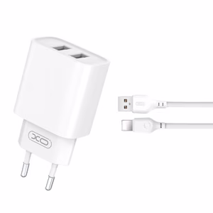 XO seinalaadija CE02C 2x USB 2,1A valge + Lightning kaabel