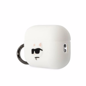 Karl Lagerfeld KLAP2RUNCHH AirPods Pro 2 cover valge/valge Silicone Choupette Head 3D