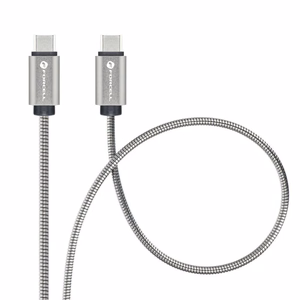 Kaabel USB C to USB C Forcell F-Energy QC4.0 PD 3A 66W Metal 2 m C237 hõbedane