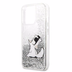Karl Lagerfeld Liquid Glitter Choupette Fun ümbris jaoks iPhone 13 Pro Max 6.7" - hõbedane