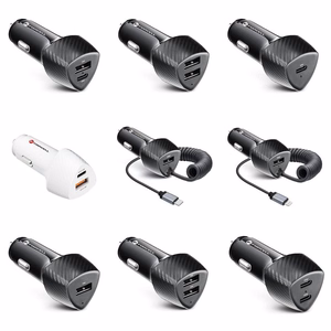 Car charger Forcell F-Energy Carbon USB A QC3.0 PD 3A 38W with cable USB C CC50-1AC black