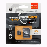 IMRO memory card microSD 64GB 100MB/s class 10 UHS 3 with adapter SD
