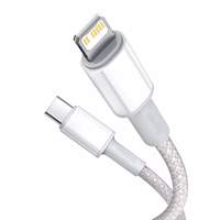 USB-C to Lightning Baseus High Density Braided Cable, 20W, PD, 2m (valge)