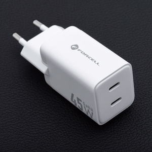 Phone laadija Forcell F-Energy Mini GaN III 2 x USB C PD QC4.0 45W VT-36B valge