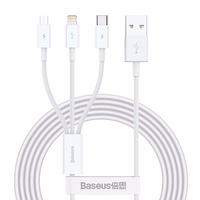 Cable Baseus Superior from USB to microUSB+Lightning+Type-C 3.5A 1.5m valge CAMLTYS-02