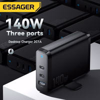 Laadija Essager "Peak 2" Must 140W (2xPD / QC3.0)