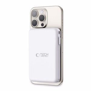 Tech-Protect LifeMag PB31 внешний аккумулятор с MagSafe 10000mAh 15W USB-C / USB-A / встроенные кабели USB-C / Lightning - Белый