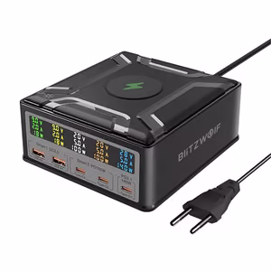 Blitzwolf BW-S28 260W, 2xUSB-A, 3xUSB-C, 15W wireless laadija (must)