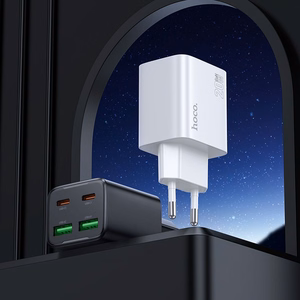Phone Laadija Hoco 2 x USB C + 2 x USB A QC3.0 PD 3A 20W + Kaabel USB C to USB C N55 valge