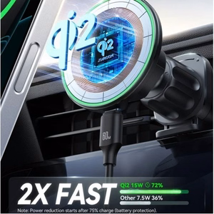 Autolaadija hoidik Joyroom JR-ZS214 Qi2 must juhtmevaba laadimine 15W magnetiline / ventilatsiooniava rest
