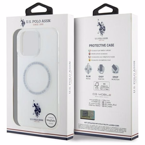 US Polo IML Ring MagSafe iPhone 16 Pro Ümbris - valge
