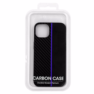 Tel Protect CARBON Ümbris jaoks Iphone 11 Pro Must with sinine stripe