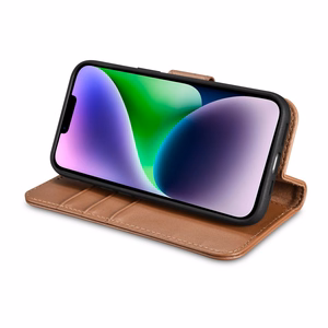 iCarer rahakoti ümbris 2in1 Cover iPhone 14 Plus Anti-RFID nahast klappümbris pruun (WMI14220727-BN)