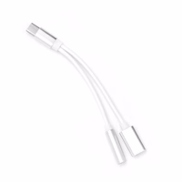 Adapter AUX 2in1 Type C (male) to Type C (female) / Jack 3,5 mm (female) valge