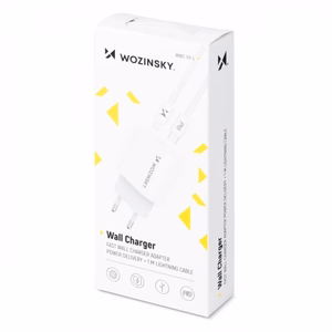 Laadija Wozinsky Quick Charge, valge PD 20W + Type-C / Lightning valge kaabel 100cm