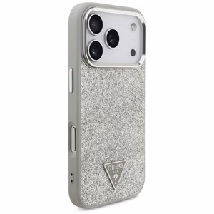 Guess Glitter Triangle Logo MagSafe ümbris jaoks iPhone 17 Pro - hõbedane