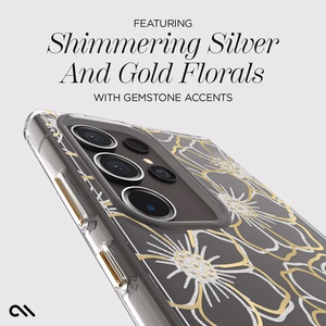 Case-Mate Floral Gems ümbris seadmele Samsung Galaxy S24 Ultra, kuldne
