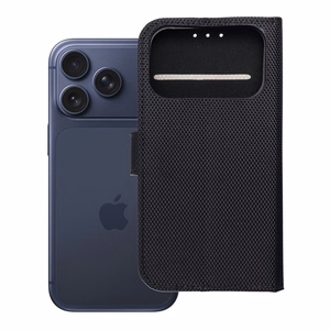 Flip case for iPhone 17 PRO / 18 PRO 4Card RFID anti-theft tech fabric black