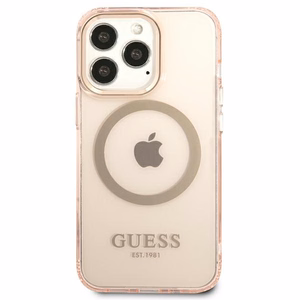 Guess GUHMP13LHTCMP iPhone 13 Pro / 13 6.1" roosa/roosa hard ümbris kuldne Outline Translucent MagSafe