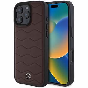 Mercedes MB Waves Leather Ümbris jaoks iPhone 16 Pro Max - punane
