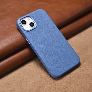 iCarer Litchi Premium Leather Case iPhone 14 Plus Magnetic Leather Case with MagSafe Light Blue (WMI14220711-LB)