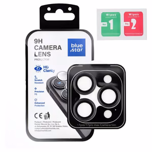 Tempered Glass Camera Lens Protector for iPhone 17 PRO / 17 PRO MAX Blue Star Easy Install black