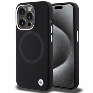 BMW Signature Liquid Silicone MagSafe чехол для iPhone 15 Pro Max - чёрный
